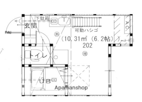 アーヴェル峰岡町(ワンルーム/2階)の間取り写真