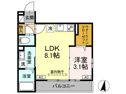 クローネ湘南(1LDK/2階)の間取り写真