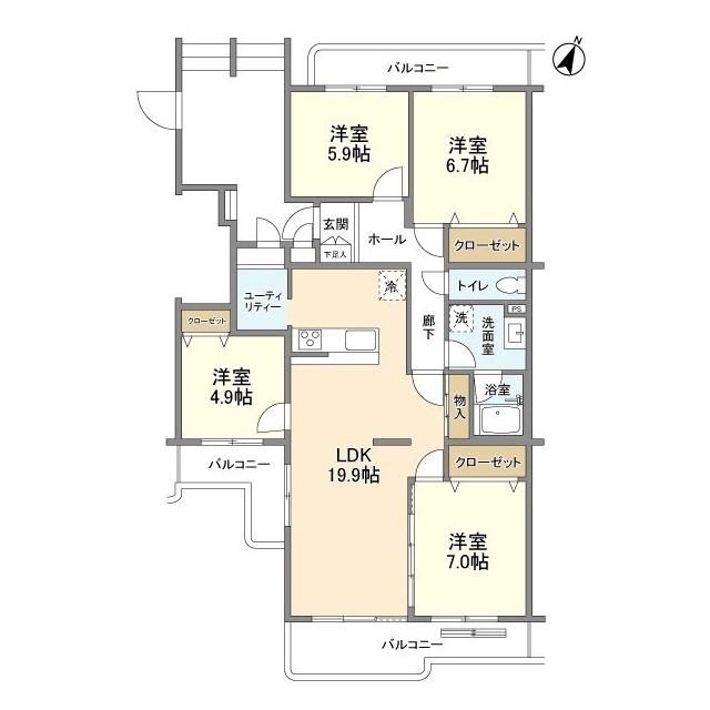 パークタウン茅ヶ崎 4(4LDK/4階)の間取り写真