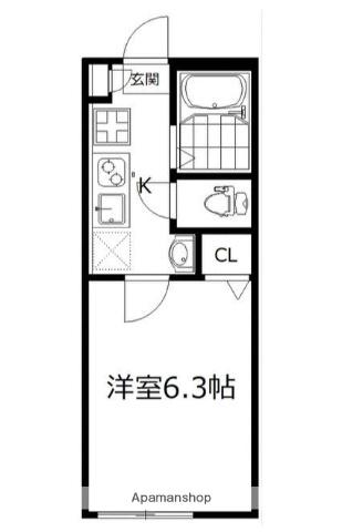 MYTHOS 横浜六浦(1K/1階)の間取り写真