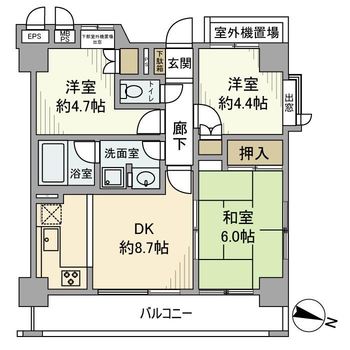 藤和シティコープ南六郷(3DK/5階)の間取り写真