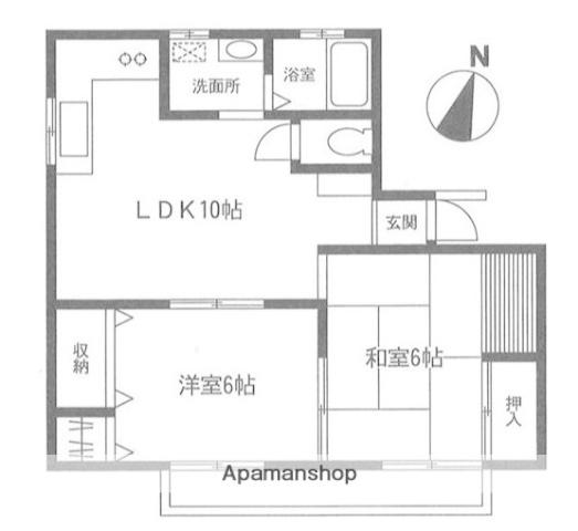 フラワー湘南(2LDK/2階)の間取り写真