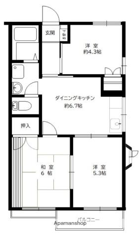 サニーセゾン東永谷C(3DK/1階)の間取り写真