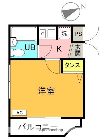 セルシオン相模原Ⅰ(1K/2階)の間取り写真