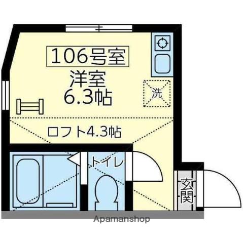 ユナイト上星川バーゼル(ワンルーム/2階)の間取り写真