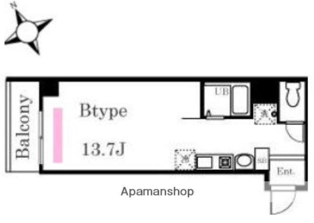 ブリティッシュクラブ山手(ワンルーム/6階)の間取り写真
