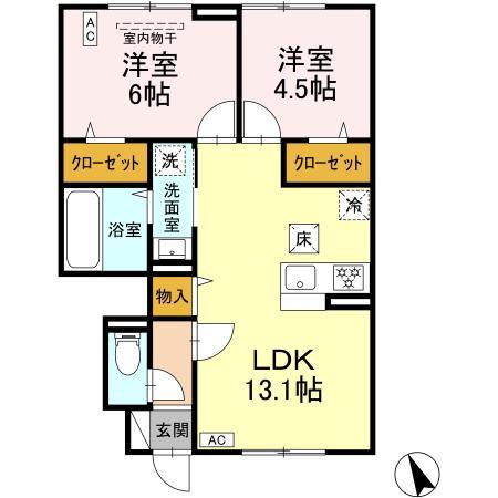 ジェルベーラ(2LDK/1階)の間取り写真