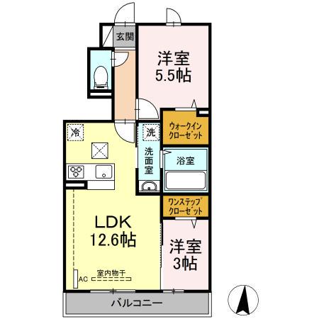 グランフォレスト3(2LDK/1階)の間取り写真