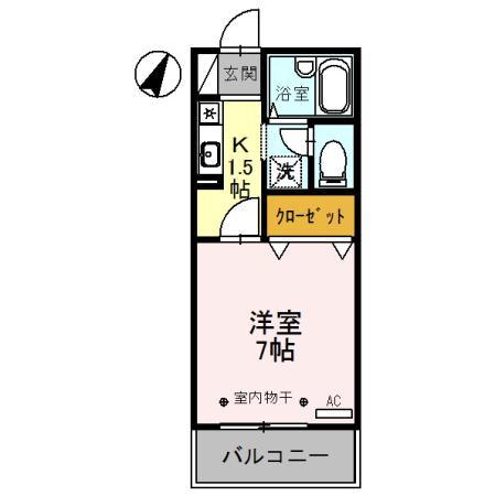 サンパティオA(1K/1階)の間取り写真
