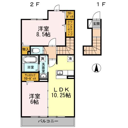 日吉グリーンヒルズⅡ(2LDK/2階)の間取り写真
