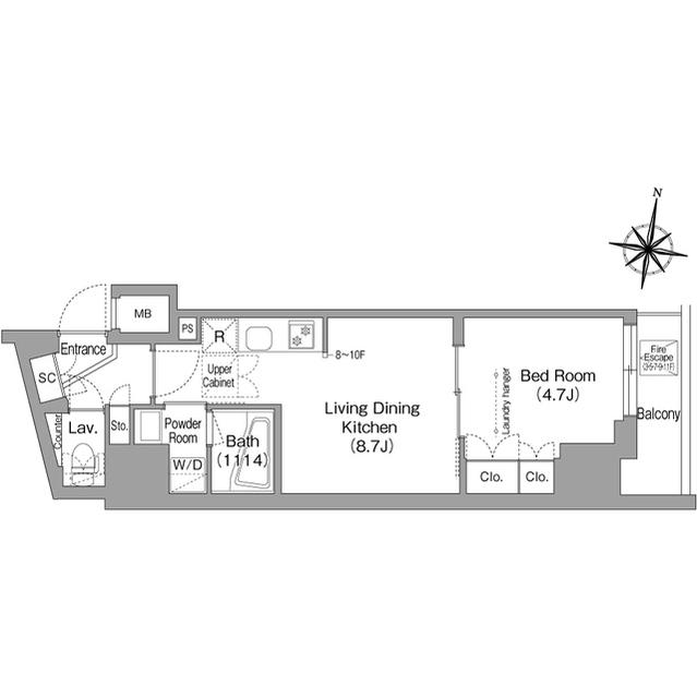 コンフォリア南品川(1LDK/7階)の間取り写真