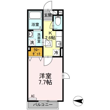オーガスト螢(1K/1階)の間取り写真