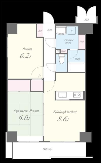 エクセルシオ(2DK/8階)の間取り写真