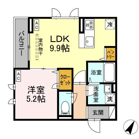 DBLESS港南中央(1LDK/3階)の間取り写真