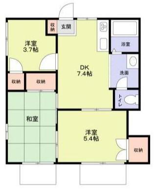 ハイツやまゆり(3DK/2階)の間取り写真