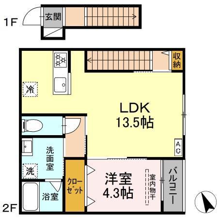 ブルームマーレ(1LDK/2階)の間取り写真