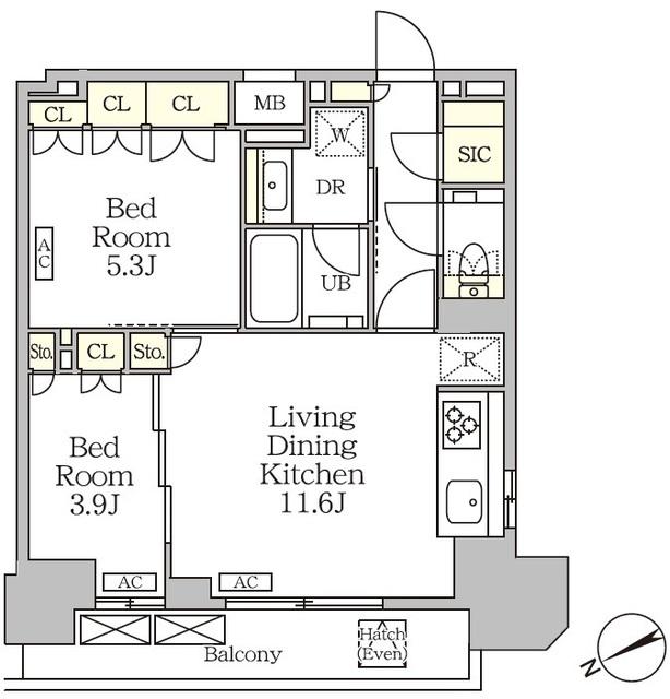 ザ・パークハビオ大森山王(2LDK/18階)の間取り写真