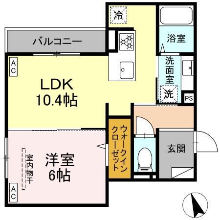 シェーンブルーメ横浜(1LDK/3階)の間取り写真