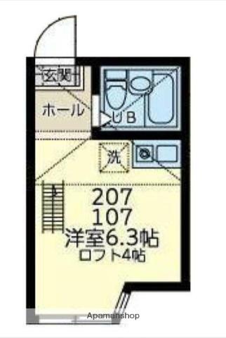 ユナイト浜町クリスピーナッツ(ワンルーム/2階)の間取り写真