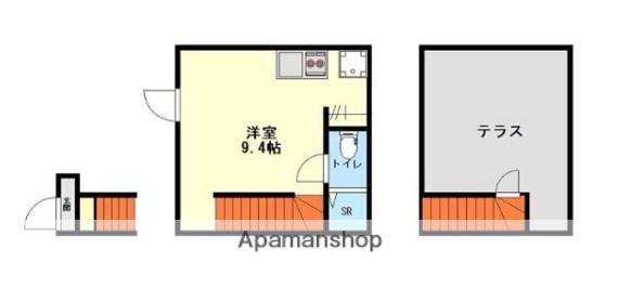 晴風と川の音のLUMINOUS(ワンルーム/2階)の間取り写真