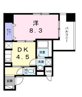 ヒカルサ久里浜(1DK/5階)の間取り写真