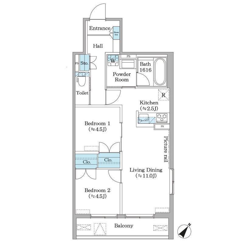 フィカーサ横浜(2LDK/1階)の間取り写真