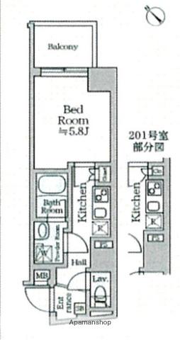 ティモーネグランデ横浜ノース(1K/5階)の間取り写真