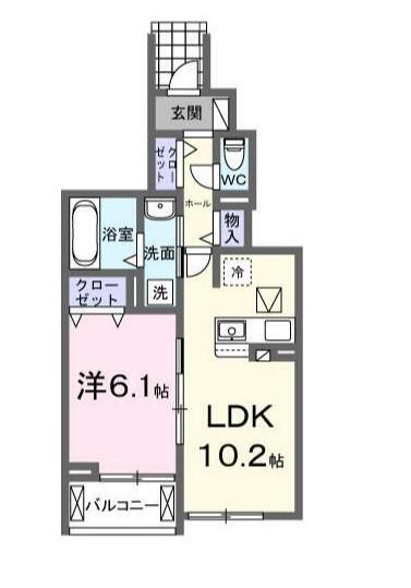 レジデンスM(1LDK/1階)の間取り写真