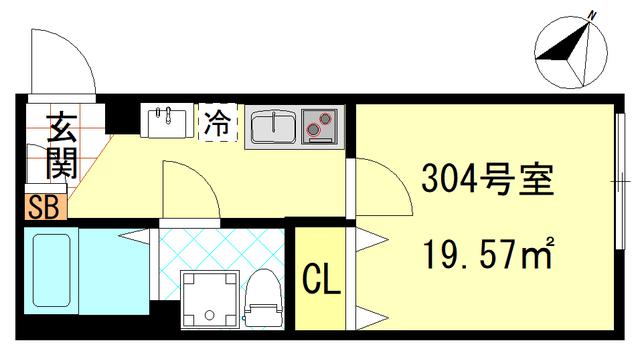 CFジオーレ川崎アネックス(1K/3階)の間取り写真
