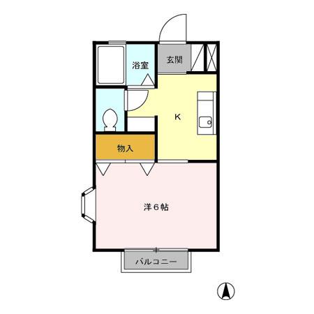 アルカディア(1K/2階)の間取り写真