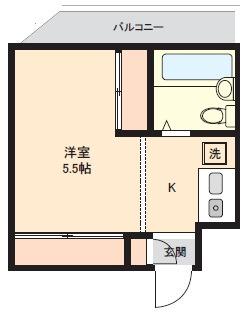 クロノス相模原サウス(ワンルーム/2階)の間取り写真