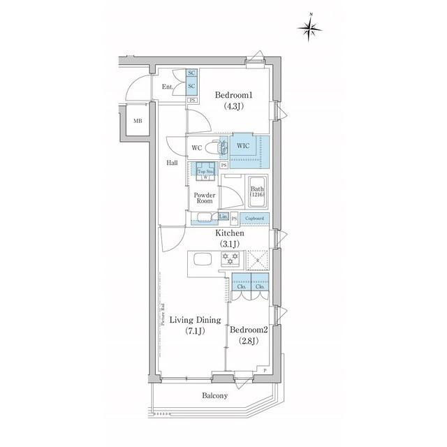 スタイリオ池上サウス(2LDK/3階)の間取り写真