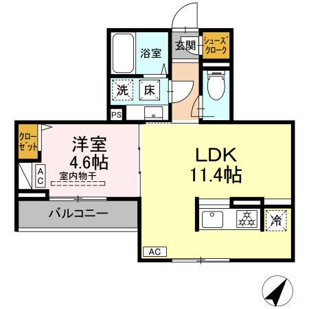エスペリア淵野辺(1LDK/2階)の間取り写真