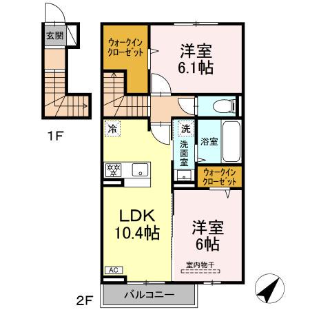 グラン・セレスト(2LDK/2階)の間取り写真
