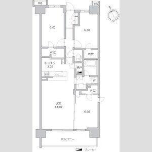 シティテラス横濱和田町エアーズコート(3LDK/2階)の間取り写真