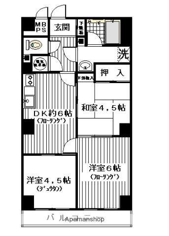 ライオンズマンション綱島(3DK/4階)の間取り写真