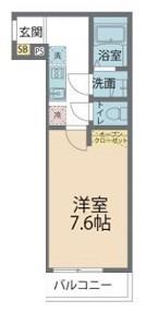 カインドネス小田急相模原Ⅴ(1K/1階)の間取り写真
