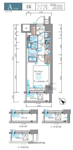 エステムコート横浜(1K/1階)の間取り写真