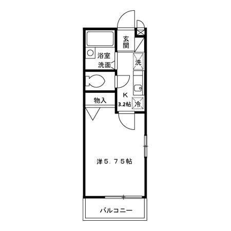 グリーンコート(1K/2階)の間取り写真