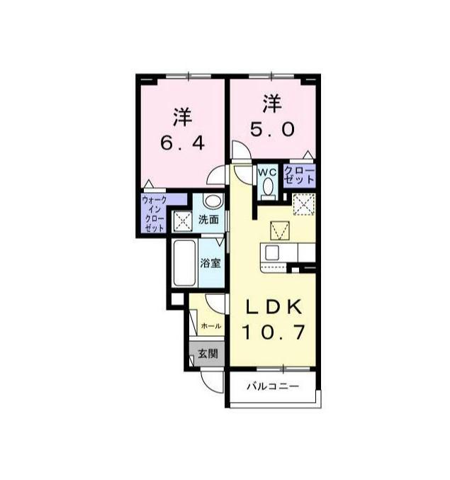 メゾンヴェール高田(2LDK/1階)の間取り写真