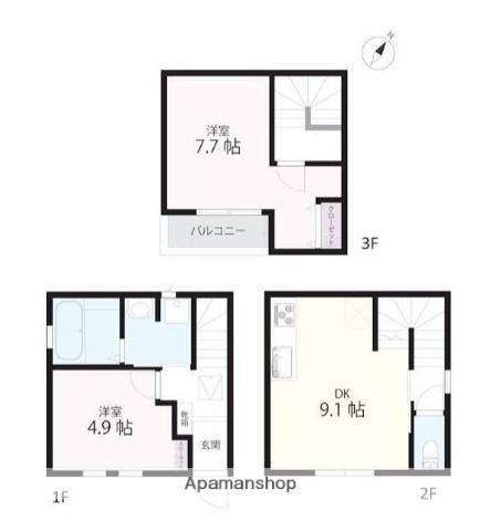 京浜急行電鉄本線 弘明寺駅(京急) 徒歩7分 3階建 新築(2DK)の間取り写真