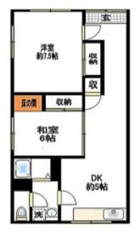 クロノス上星川(2DK/1階)の間取り写真