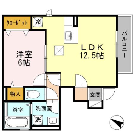 リバーサイド葉山(1LDK/1階)の間取り写真