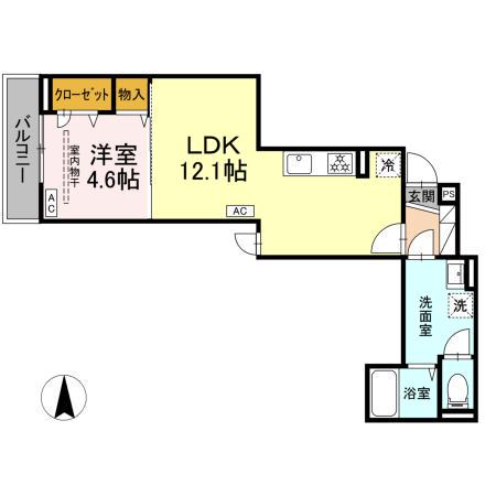 D PAINA 中野島II(1LDK/2階)の間取り写真