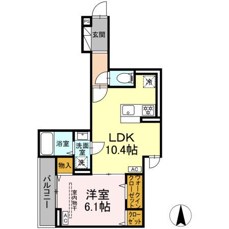 D PAINA 中野島II(1LDK/3階)の間取り写真