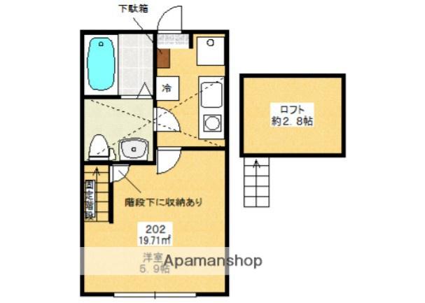 ル・ヴァンベール(1K/2階)の間取り写真