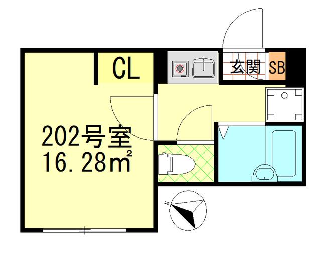 アン・シャトレ武蔵小杉(1K/2階)の間取り写真