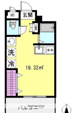 ハイムAOBADAIⅡ(ワンルーム/3階)の間取り写真