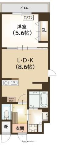 協栄ビル(1LDK/6階)の間取り写真