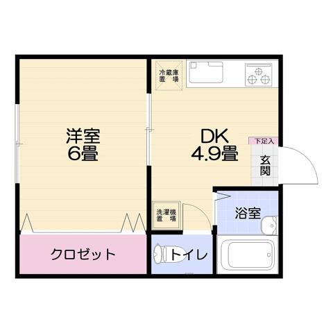 スクエア葉山(1DK/1階)の間取り写真